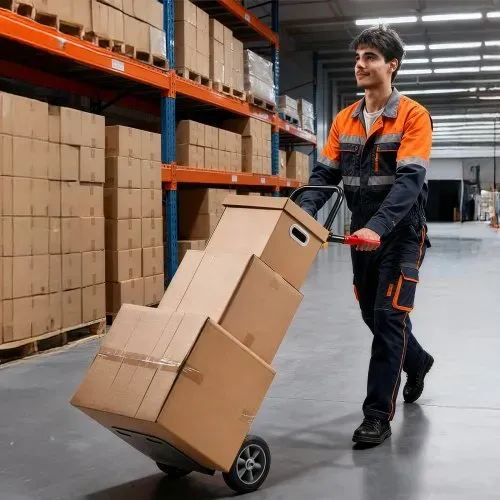 VEVOR Sackkarre, 272 kg Tragkraft, Transportkarre 480x460x1200mm, tragbarer Rollwagen mit Zurrgurt, Transportroller, Stapelkarre, Transportwagen für Hause, Büro, Lager, Supermarkt – Bild 7