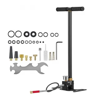 VEVOR PCP-Handpumpe 3-stufig, Hochdruckpumpe bis 41,37 MPa, Standpumpe mit Öl-Wasser-Filter, Manometer und Edelstahlgehäuse, für Luftgewehre, Paintball, Reifenbefüllung und Schlauchboote Schwarz VEVOR PCP-Handpumpe 3-stufig, Hochdruckpumpe bis 41,37 MPa, Standpumpe mit Öl-Wasser-Filter, Manometer und Edelstahlgehäuse, für Luftgewehre, Paintball, Reifenbefüllung und Schlauchboote Schwarz