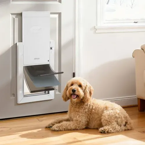 VEVOR Hundeklappe (Mittelgroß) mit 3 Magnetklappen & Metallrahmen, Wetterfeste Katzenklappe für Innen- und Außentüren, Katzentür Hundetür Haustierklappe Weiß 20,96 x 31,12 cm (Breite x Höhe) – Bild 7