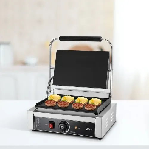 VEVOR kommerzieller Panini-Grill Kontaktgrill 2200 W für Sandwiches Steak Bacon Hamburger, Sandwichmaker Pressgrill aus Edelstahl mit Griff & Temperaturregelung & 34 x 23 cm Heizplatte, Paninipresse – Bild 7