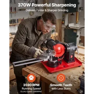 VEVOR 370W Sägeblattschärfgerät, 2890 U/min Kreissägeblattschleifer mit 125 mm Schleifscheibe, Elektr. Schärfmaschine mit Einstellwinkel für 80-700 mm Sägeblätter, Blattschärfer für Holzbearbeitung VEVOR 370W Sägeblattschärfgerät, 2890 U/min Kreissägeblattschleifer mit 125 mm Schleifscheibe, Elektr. Schärfmaschine mit Einstellwinkel für 80-700 mm Sägeblätter, Blattschärfer für Holzbearbeitung