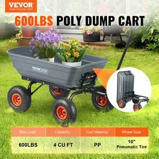 VEVOR Transportwagen, Gartenkarre mit leicht zu montierendem Stahlrahmen, Gartenwagen mit umwandelbarem 2-in-1-Griff, Mehrzweck-Schubkarre mit 270 kg Tragkraft, 25,4 cm Reifen VEVOR Transportwagen, Gartenkarre mit leicht zu montierendem Stahlrahmen, Gartenwagen mit umwandelbarem 2-in-1-Griff, Mehrzweck-Schubkarre mit 270 kg Tragkraft, 25,4 cm Reifen