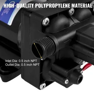 VEVOR 12 V Hochdruck-Membrane Wasserpumpe, 3 GPM Hochdruckmembran Wasserpumpe aus Polypropylen, Max. Druck 45 psi Wasserpumpe Selbstansaugend, mit Eingebautem Rückschlagventil, für Wohnwagen, Boot VEVOR 12 V Hochdruck-Membrane Wasserpumpe, 3 GPM Hochdruckmembran Wasserpumpe aus Polypropylen, Max. Druck 45 psi Wasserpumpe Selbstansaugend, mit Eingebautem Rückschlagventil, für Wohnwagen, Boot