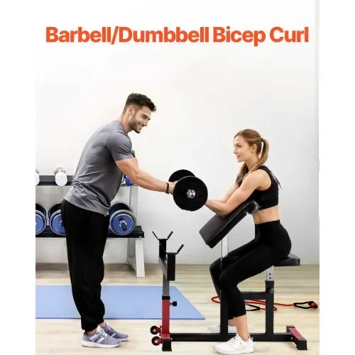 VEVOR Preacher Curlbank Bizepsmaschine für Krafttraining, (Max. Belastung 200 kg) Heim-Fitnessgerät, Bizepsstation für Langhantel und Kurzhanteln im Sitzen, verstellbare Hantelbänke – Bild 5