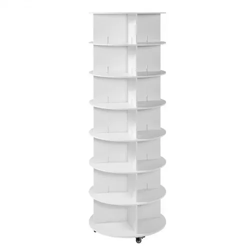 VEVOR Schuhregal Schuhschrank für 28 Paar Schuhe (7-stöckig) 360° drehbar, Schuhaufbewahrung mit Rollen, Schuhablage für Schlafzimmer Wohnzimmer Eingangsbereich, Weiß 598 x 598 x 1670 mm – Bild 9