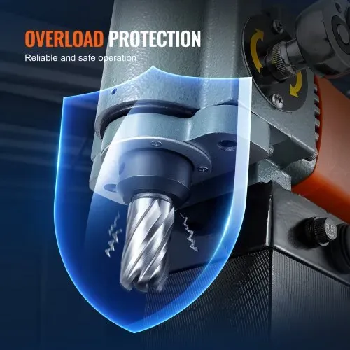 VEVOR Magnetbohrmaschine, Kernbohrmaschine 1300 W, flache tragbare Magnetbohrmaschine mit Kühlvorrichtung und Überlastschutz, Magnetpresse für Geräteinstallation, Industrie, Metallbearbeitung, Orange – Bild 5