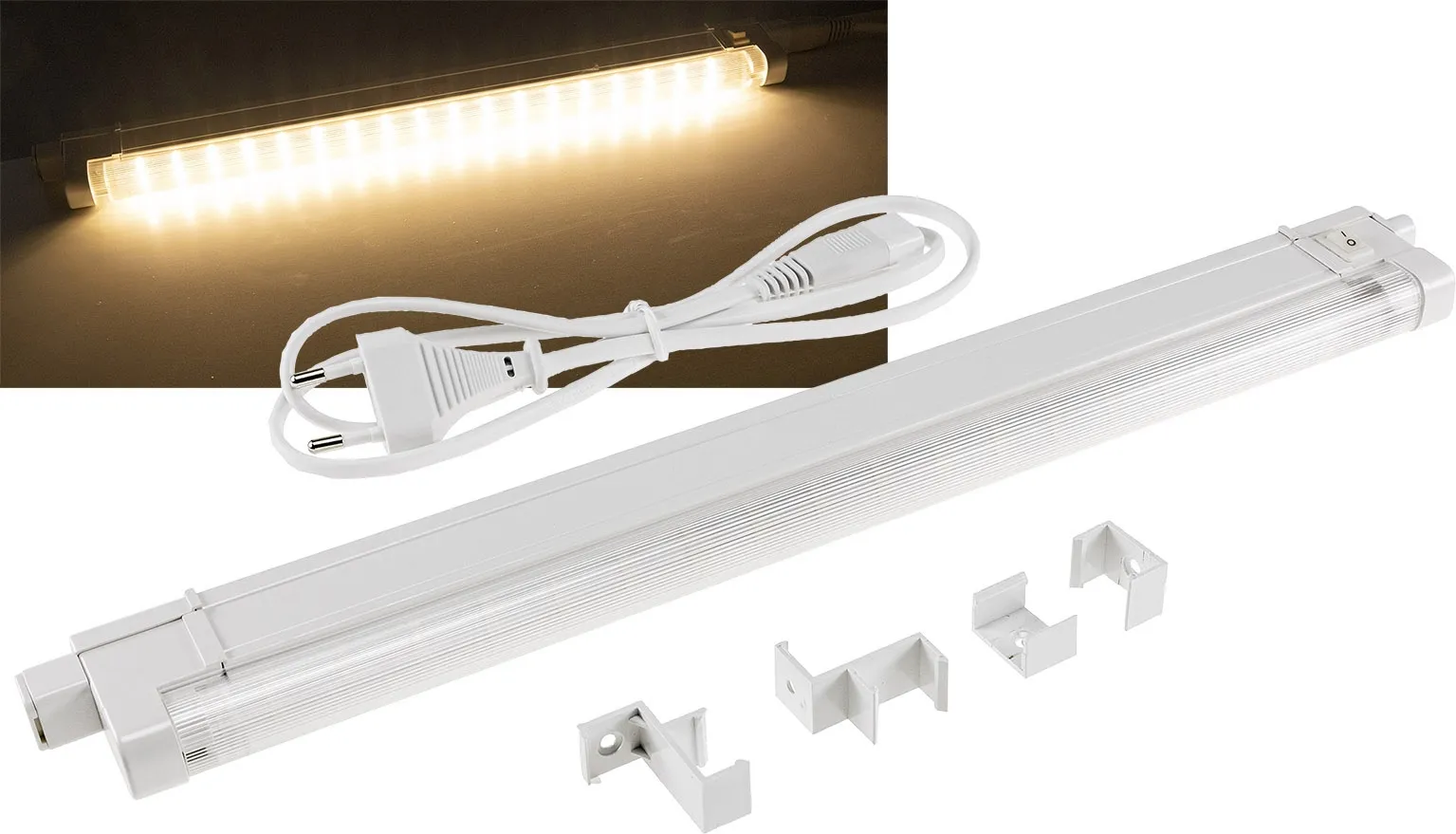 LED Unterbauleuchte „SMD pro“ 40cm 4W, 440lm, 3000k, Licht warmweiß LED Unterbauleuchte „SMD pro“ 40cm 4W, 440lm, 3000k, Licht warmweiß