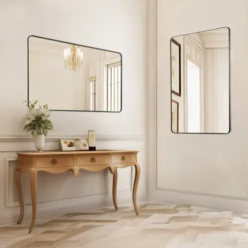 VEVOR Wandspiegel Schminkspiegel Badezimmerspiegel 762 x 558 x 25 mm rechteckiger Spiegel, Rahmen aus Aluminiumlegierung Spiegel mit Z-förmiger Halterung für Badezimmer Schlafzimmer Wohnzimmer – Bild 7