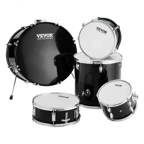 VEVOR Schlagzeug, 5-teilig, Drum in voller Größe mit Bass-Toms, Snare, Standtrommel, verstellbaren Thronständern, Becken, Hi-Hat-Pedal und Drumsticks, Anfänger-Schlagzeug für Erwachsene, schwarz – Bild 8