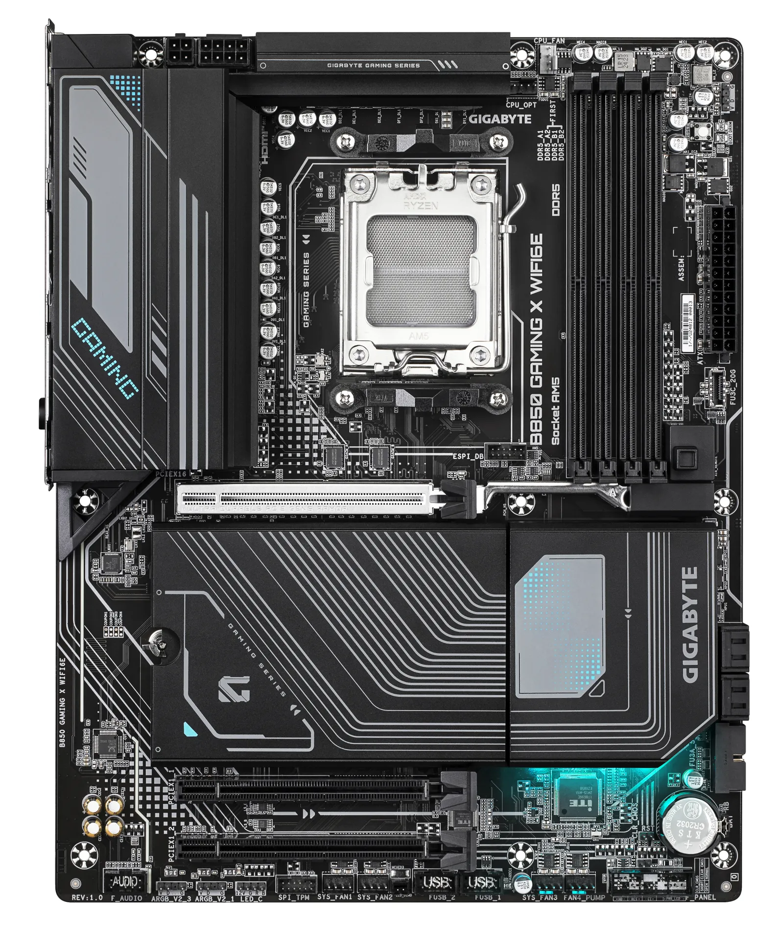 GIGABYTE B850 GAMING X WIFI6E Motherboard - AMD Ryzen 9000 Serie CPUs, 12+2+2 Phasen digitales VRM, bis zu 8200MHz DDR5 (OC), 1xPCIe 5.0 + 2xPCIe 4.0 M.2, 2.5G LAN, WIFI 6E, USB 3.2 Gen 2x2 – Bild 2