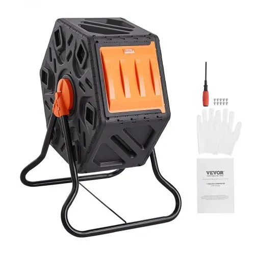 VEVOR Tumbling-Komposterbin Komposter Tumbler 70 L, Trommelkomposter 360° Drehbar Multifunktionaler Tumbling Komposter 605 x 510 x 730 mm, 20 kg Belastbarer Garten Kompostbehälter inkl. Handschuhe – Bild 8