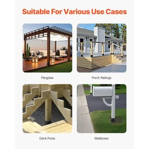 VEVOR Pfostenträger, 8 Stk., Pfostenträger Innenmaß 92x92 mm für 88,9x88,9 mm Pfosten, robuste Bodenhülse aus Karbonstahl, Ideal für Pavillon-Terrassengeländer, Stützdeck-Grundplatte, schwarz – Bild 5