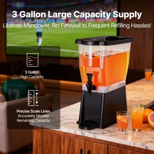 VEVOR Getränkespender, 11 L Wasserspender Getränkespender für Partys, Saftspender aus Kunststoff mit Standhahndeckel, Eistee-Limonadensaft-Wasserspender, für Restaurants, Hotels, Partys usw. VEVOR Getränkespender, 11 L Wasserspender Getränkespender für Partys, Saftspender aus Kunststoff mit Standhahndeckel, Eistee-Limonadensaft-Wasserspender, für Restaurants, Hotels, Partys usw.
