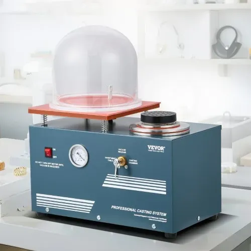 VEVOR Vakuum-Einbettgussmaschine 2 L mit Schmelzofen & praktischer Öleinspritzöffnung, Metallschmuckgusswerkzeug Vakuumgussmaschine zum Gießen von Schmuck und Schmelzen von Schrott Silber Gold Kupfer – Bild 7