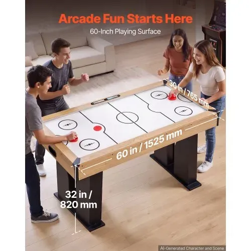 VEVOR Airhockey-Tisch 1525 mm Spieltisch mit Elektronischem Punktesystem für Spielzimmer, Keller und Freizeitbereiche, Gleichmäßiger Luftstrom mit MDF-Platten, Verstellbaren Füßen und Eckenschutz VEVOR Airhockey-Tisch 1525 mm Spieltisch mit Elektronischem Punktesystem für Spielzimmer, Keller und Freizeitbereiche, Gleichmäßiger Luftstrom mit MDF-Platten, Verstellbaren Füßen und Eckenschutz