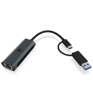 ICY BOX IB-LAN301-C3, USB 3.2 Gen 1 Type-C®/Type-A zu 2.5 Gigabit Ethernet LAN Adapter, Anthrazit ICY BOX IB-LAN301-C3, USB 3.2 Gen 1 Type-C®/Type-A zu 2.5 Gigabit Ethernet LAN Adapter, Anthrazit
