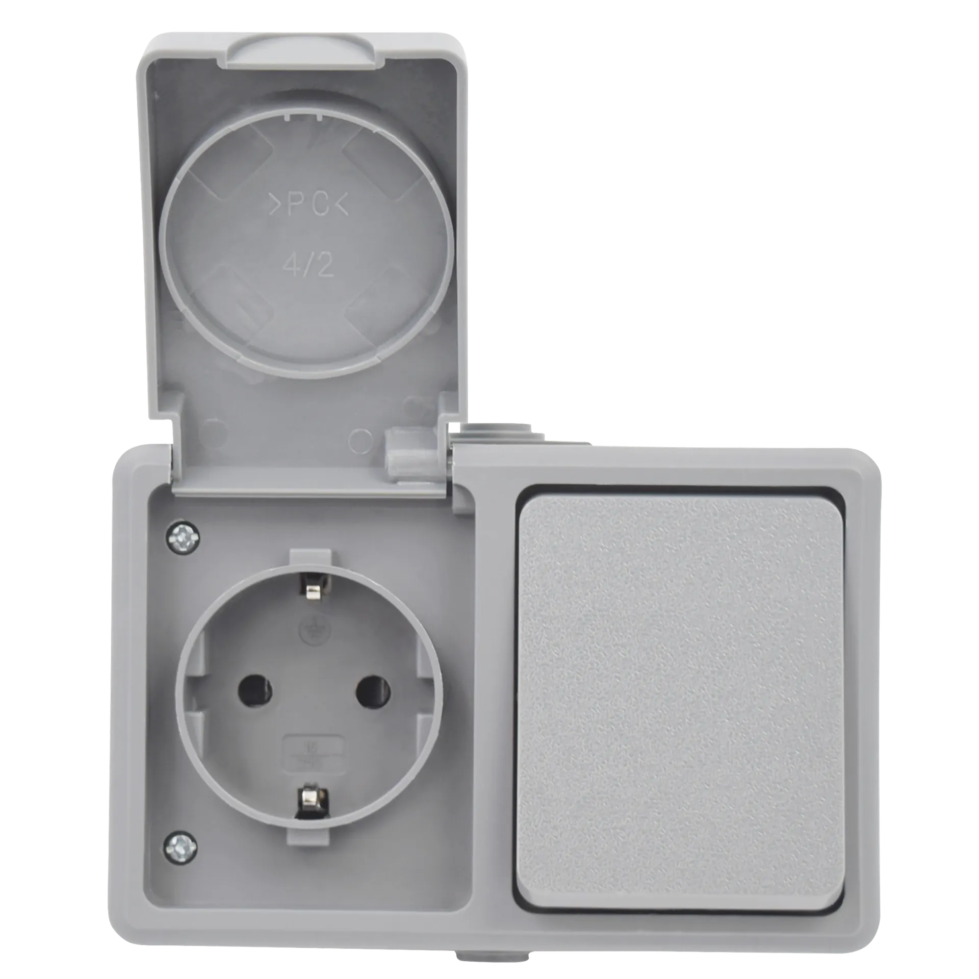 Feuchtraum Kombi-Dose McPower ''Secure'' 250V~, Schalter+Steckdose, IP44, AP, grau – Bild 3