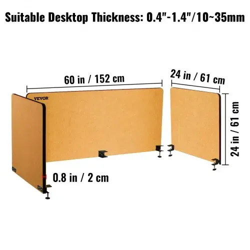 VEVOR 3x Schreibtisch Trennwand 152x61cm + 61x61cm Tischtrennwand Akustik Tischtrennwand Polyesterfaser Sichtschutz 125-4000Hz Akustischer Absorptionskoeffizient Gelb ideal für Büro Konferenzraum – Bild 7