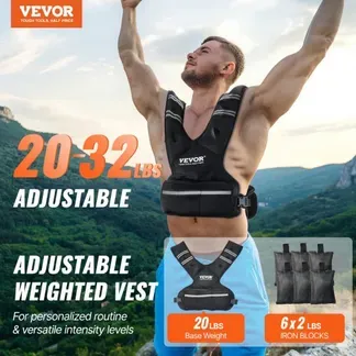 VEVOR verstellbare Gewichtsweste 9-14,5 kg, mit 6 Ironsand-Gewichten & reflektierendem Streifen, Körpergewichtswesten-Trainingsset für Männer & Frauen, Trainingsgerät für Krafttraining Laufen VEVOR verstellbare Gewichtsweste 9-14,5 kg, mit 6 Ironsand-Gewichten & reflektierendem Streifen, Körpergewichtswesten-Trainingsset für Männer & Frauen, Trainingsgerät für Krafttraining Laufen