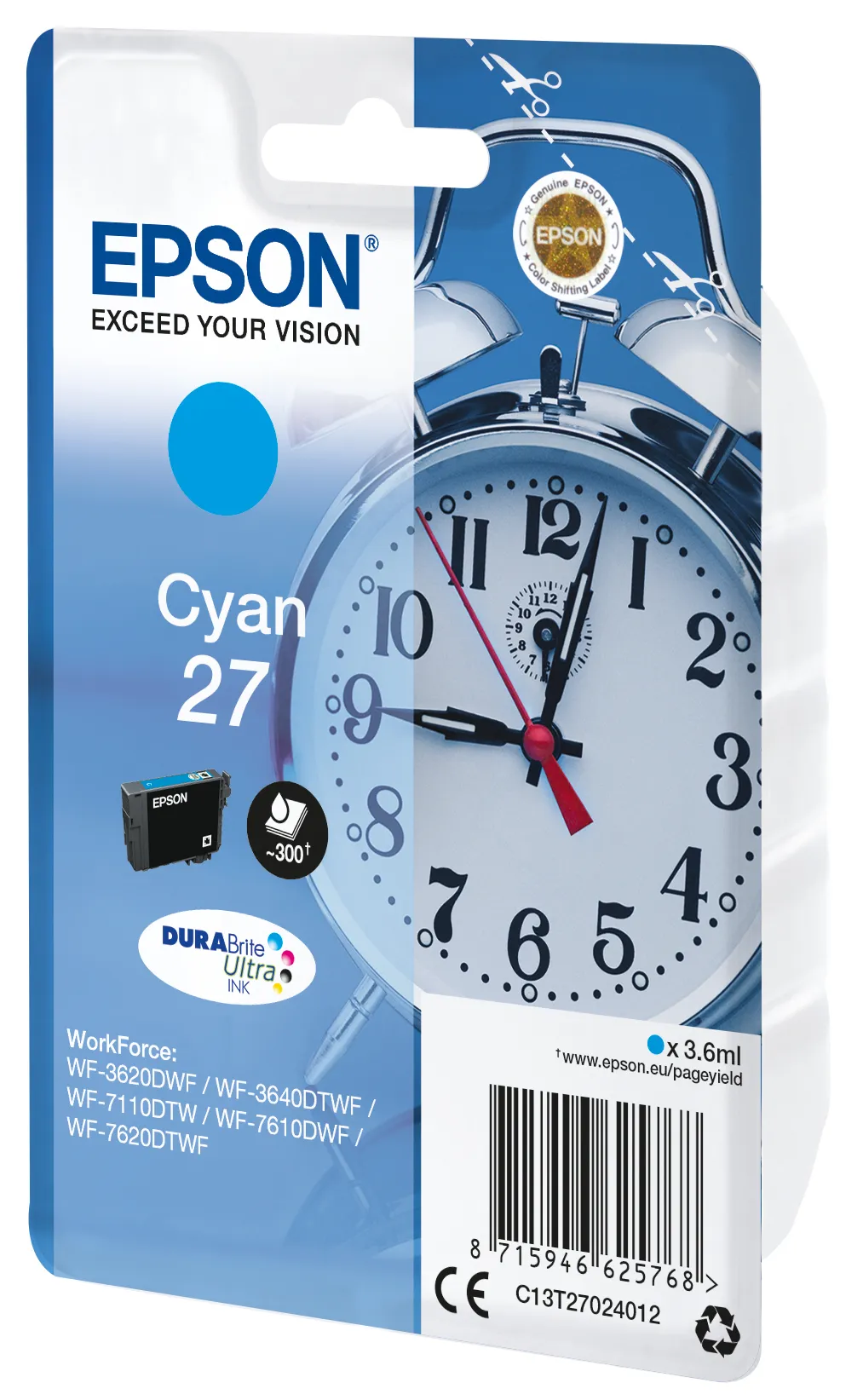 Epson Alarm clock Singlepack Cyan 27 DURABrite Ultra Ink – Bild 2