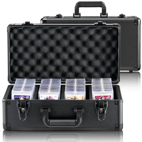 VEVOR Aufbewahrungsbox, 4 Fächer, Tragetasche für Sportkarten mit Schaumstoffteilern und Schlüsselschloss, für 96 PSA-Karten, 68 BGS-Karten, 76 SGC-Karten, 348 Top Loader oder 999+ lose Karten VEVOR Aufbewahrungsbox, 4 Fächer, Tragetasche für Sportkarten mit Schaumstoffteilern und Schlüsselschloss, für 96 PSA-Karten, 68 BGS-Karten, 76 SGC-Karten, 348 Top Loader oder 999+ lose Karten