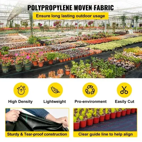 VEVOR 182,8㎡ Unkrautvlies Gartenvlies gegen Unkraut 91,4x2m(1 Rolle) Unkrautfolie aus PP Wasserdurchlässig Reißfest Korrosionsbeständig Unkrautflies Unkrautgewebe Unkrautschutz Bodengewebe – Bild 2