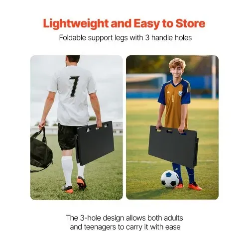 VEVOR Fußball Rebound Board, Tragbares Bounce Board 100 x 40 cm, HDPE Rebounder Wand Rebound Equipment, Kinder & Jugendliche, Trainingsboard, Rebounder Kicker für Fußballtraining, Schwarz – Bild 4