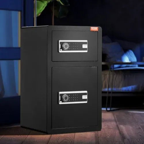 VEVOR Safe Tresor mit feuerfester Geldtasche, Doppeltüren-Safe 4,5 Kubikfuß, 2 höhenverstellbare Trennwände, digitaler Möbeltresor mit Schlüssel, Code, Safe für Geld Schmuck Wertsachen, Schwarz – Bild 7