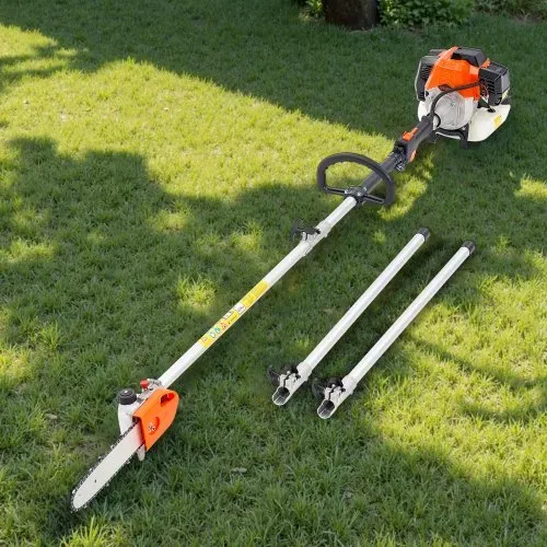 VEVOR Benzin-Hochentaster, 43ccm Hubraum 2-Takt, Teleskopsäge, Motorsäge mit rotierendem Kopf, 2,11-3,61 m ausziehbarer Stange, 25,4 cm Schwert, 850 ml Kraftstofftank, zum Baumschneiden – Bild 7