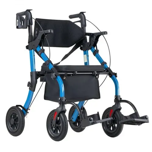 VEVOR 2-in-1 Rollator Faltbar mit Sitz, Leichter Gehwagen mit Reifen, Gehhilfe bis 136 kg mit Rückenlehne Tasche Gehstockhalter, Höhenverstellbare Laufhilfe mit Feststellfunktion für Senioren, Blau – Bild 10