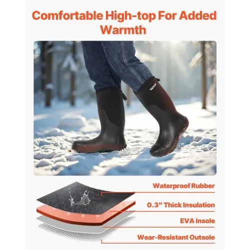 VEVOR Gummistiefel mit Stahlkappe für Herren, Schutzschuhe, wasserdichte Regen-Angelstiefel, rutschfeste Arbeitsschuhe für den Außenbereich, für Fertigung, Bau, Landwirtschaft, Größe 12 US – Bild 3
