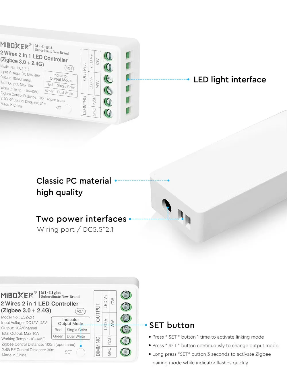 Synergy 21 LED Controller CCT(dual white) (2 wires) Zigbee *Milight/Miboxer* Synergy 21 LED Controller CCT(dual white) (2 wires) Zigbee *Milight/Miboxer*