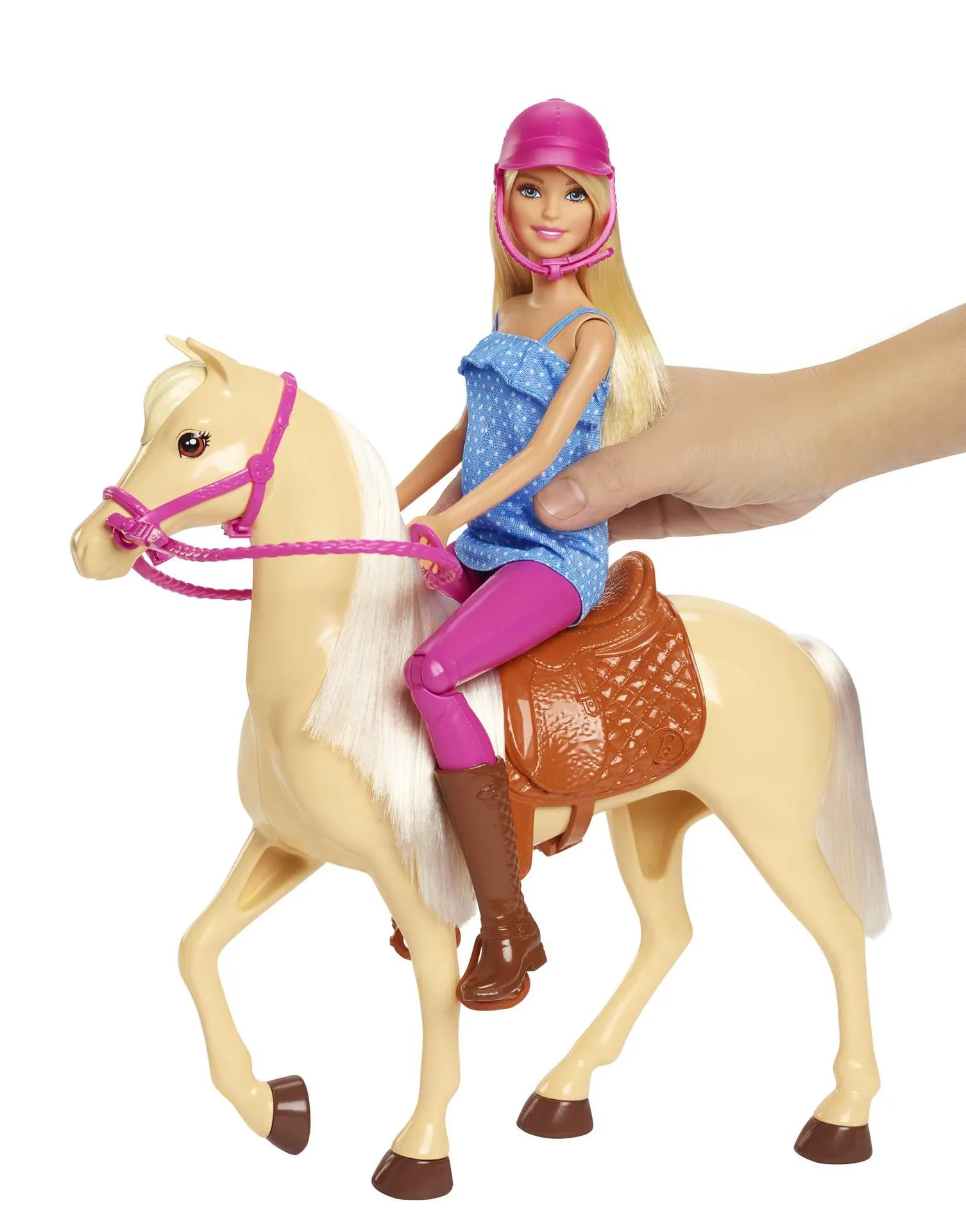 Barbie Pferd mit Puppe (blond), Anziehpuppe, Modepuppe, Pferde Spielzeug – Bild 4