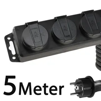 Gartensteckdosenleiste für Außen, 4-fach IP44, H07RN-F 3G1,5mm², Zuleitung 5m Gartensteckdosenleiste für Außen, 4-fach IP44, H07RN-F 3G1,5mm², Zuleitung 5m