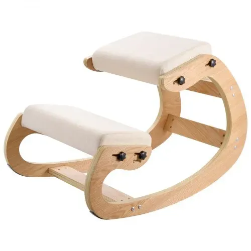VEVOR Ergonomischer Kniehocker mit Dicken, Integrierten Schaumstoffpolstern & Massivholzrahmen, Höheneinstellbarer Kniestuhl zur Entlastung von Nacken und Rücken, Ideal für Zuhause, Büro, Beige – Bild 8