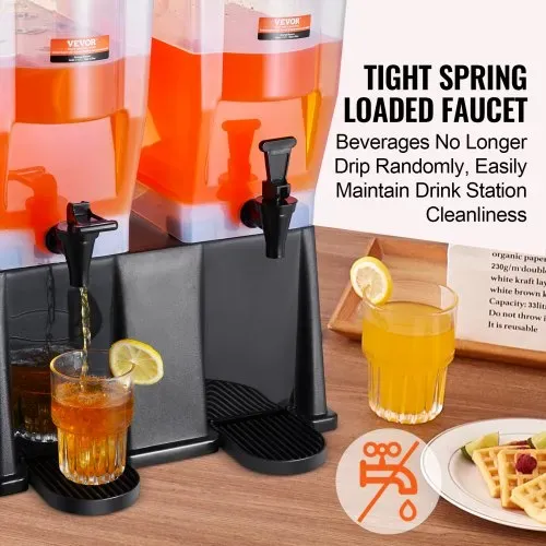 VEVOR Getränkespender, 11 L x 2 Getränkespender für Partys, Saftspender aus Kunststoff mit Standhahndeckel, Eistee-Limonadensaft-Wasserspender, für Restaurants, Hotels, Partys – Bild 2
