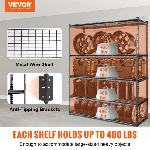 VEVOR Lagerregal 5-stufig verstellbar 907,2 kg Kapazität Garagenregale, Metall-Organizer Drahtregal schwarz 152,4 x 61 x 198,1 cm für Küche, Speisekammer Keller Badezimmer Wäscheschrank VEVOR Lagerregal 5-stufig verstellbar 907,2 kg Kapazität Garagenregale, Metall-Organizer Drahtregal schwarz 152,4 x 61 x 198,1 cm für Küche, Speisekammer Keller Badezimmer Wäscheschrank