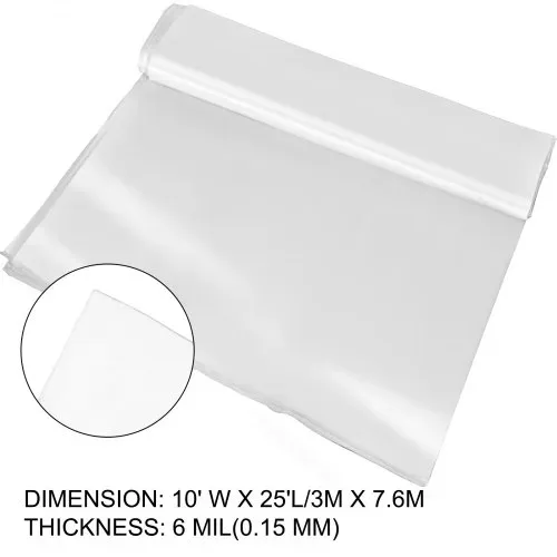VEVOR Gewächshausfolie, 3 x 7,6 m Transparent Frühbeet Abdeckung Gartenfolie, Folien-Stärke 0,15 mm Gewächshaus PE Gewächshausplane Treibhausfolie PE Gewächshausfolie, Gewächshausfolie Treibhaus Folie – Bild 7