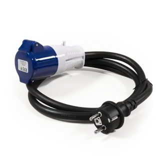 CEE-Kupplung auf Schutzkontakt-Stecker McPower, 1,5m H07RNG 3G2,5, 230V, IP44 CEE-Kupplung auf Schutzkontakt-Stecker McPower, 1,5m H07RNG 3G2,5, 230V, IP44