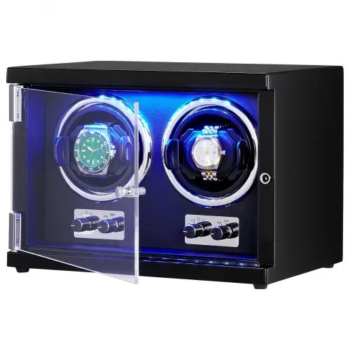 VEVOR Uhrenbeweger, Automatik-Uhrenbeweger, Watch Winder, Uhrenbeweger für Automatikuhren, Automatischer Uhrenbeweger mit Platz für 2 Uhren, LED Beleuchtung, 150–207 mm Einstellbare Riemenlänge – Bild 10