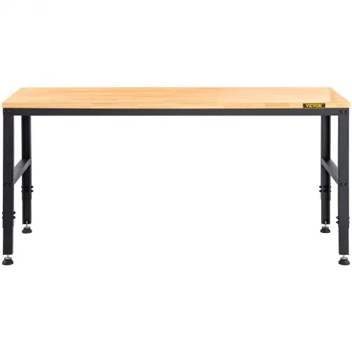 VEVOR Verstellbare Werkbank, 48" L x 20" B x 38,1" H Garagentisch mit 28,3"-38,1" Höhe und 2000 lbs Tragkraft, mit Steckdosen und Hartholzplatte und Metallrahmen und Fußpolstern, für Büro, Zuhause, Garage – Bild 8