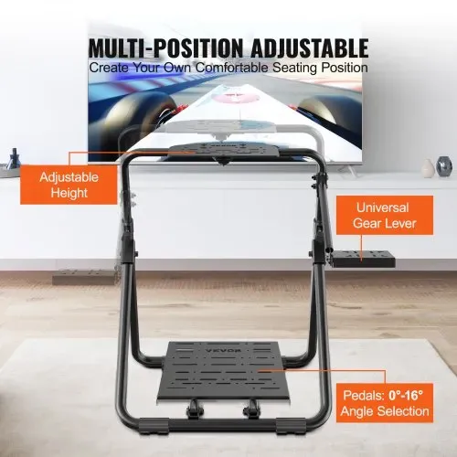 VEVOR Lenkradständer 600–830mm Gamesitz 0°-40° Spielsitz aus Stahlrahmen Rennsimulator für Rennspiele Spielsitz Rennsitz Racing Sitz für Logitech Thrustmaster Fanatec Hori und Mad Catz – Bild 3