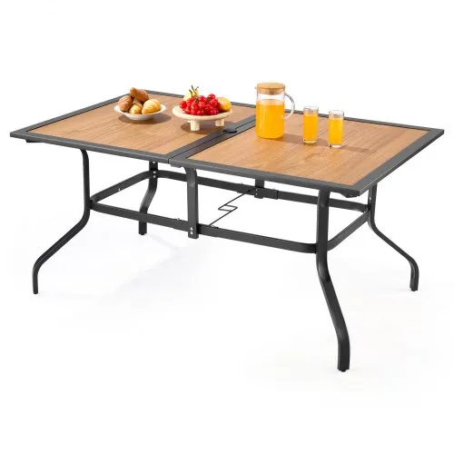 VEVOR Terrassentisch Gartentisch Balkontisch (1505 x 960 x 725 mm) aus Kohlenstoffstahl + DPC-Platte, Esstisch für Hof Terrasse Garten Veranda, wasserfest, mit 35 mm Schirmloch, 68,04 kg Tragkraft VEVOR Terrassentisch Gartentisch Balkontisch (1505 x 960 x 725 mm) aus Kohlenstoffstahl + DPC-Platte, Esstisch für Hof Terrasse Garten Veranda, wasserfest, mit 35 mm Schirmloch, 68,04 kg Tragkraft