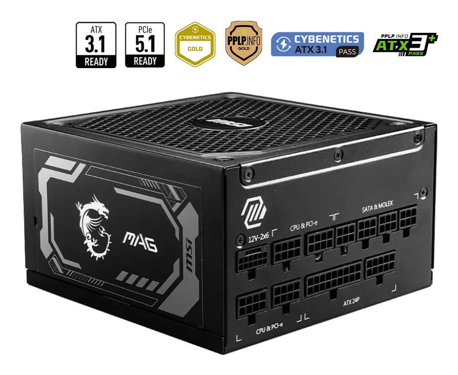 MSI MAG A1000GL PCIE5 Netzteil 1000 W 24-pin ATX ATX Schwarz – Bild 4