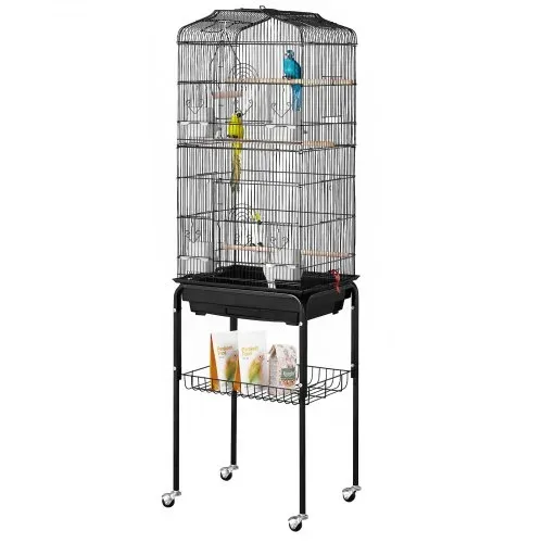 VEVOR Vogelkäfig, 45,7x35,5x151cm, Vogelvoliere mit offener Oberseite & Ständer, Vogelflugkäfig aus Stahl mit herausnehmbarem Tablett, Wellensittichkäfig mit 4 Sitzstangen, Papageienkäfig, Vogelhaus – Bild 9