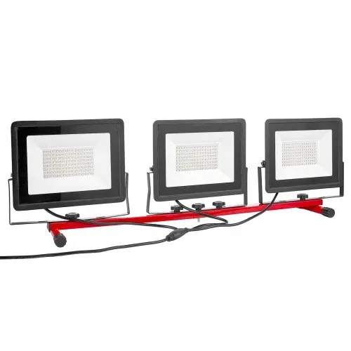 VEVOR Baustrahler LED mit Stativ, 21000 Lumen, 6000-6500K Arbeitsleuchte mit drei Köpfen, Einzelschalter, und 3,3 m Netzkabel, für Baustellenbau im Innen- und Außenbereich, IP65 wasserdicht – Bild 9