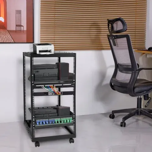 VEVOR 20U Server-Rack mit offenem Rahmen, freistehender oder wandmontierter Netzwerk-Server-Rack, 4-Pfosten-AV-Rack mit Rollen, bietet Platz für Ihre gesamte Netzwerk-IT-Ausrüstung, AV-Ausrüstung – Bild 7