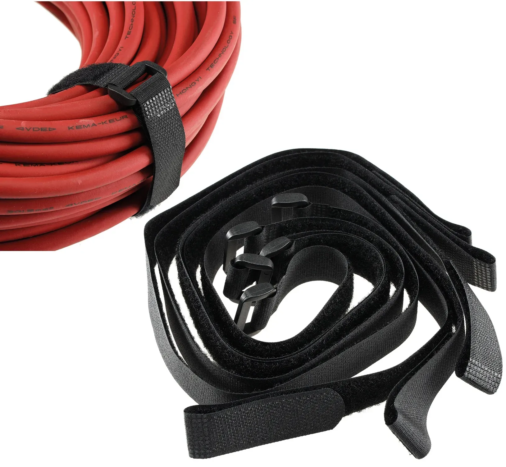 Klettband mit Öse, 5er Pack 50x2cm, schwarz Klettband mit Öse, 5er Pack 50x2cm, schwarz