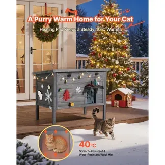 VEVOR Katzenhaus Outdoor 870 x 535 x 690 mm, Katzenhütte aus Holz, winterfeste Katzenhöhle mit 30-W-Heizkissen, PVC-Klapptür & Asphaltdach, Katzenunterstand für 1–3 Katzen im Winter, VEVOR Katzenhaus Outdoor 870 x 535 x 690 mm, Katzenhütte aus Holz, winterfeste Katzenhöhle mit 30-W-Heizkissen, PVC-Klapptür & Asphaltdach, Katzenunterstand für 1–3 Katzen im Winter,