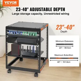 VEVOR 12U-Server-Rack mit offenem Rahmen 58.5-101.6cm verstellbare Tiefe freistehender/wandmontierter Netzwerk-Server-Rack 4-Pfosten-AV-Rack mit Rollen für Ihre gesamte Netzwerk-IT-Ausrüstung AV-Ausrüstung VEVOR 12U-Server-Rack mit offenem Rahmen 58.5-101.6cm verstellbare Tiefe freistehender/wandmontierter Netzwerk-Server-Rack 4-Pfosten-AV-Rack mit Rollen für Ihre gesamte Netzwerk-IT-Ausrüstung AV-Ausrüstung